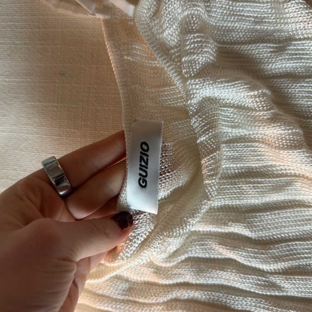 Danielle Guizio Cream Ribbed Knit Cami Top - Picture 3 of 4